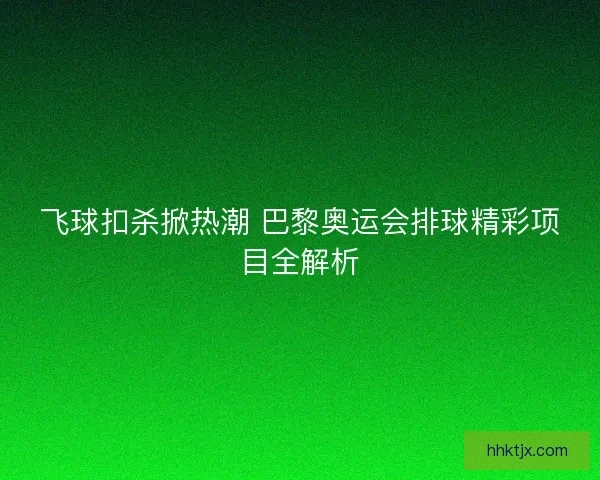 飞球扣杀掀热潮 巴黎奥运会排球精彩项目全解析